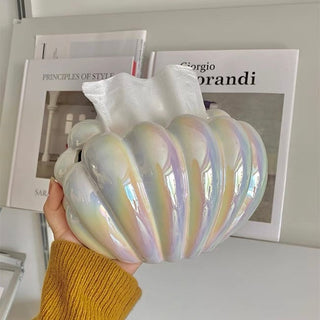 Shell motif ceramic tissue case