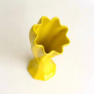 Yellow Trumpet-shaped Ceramic Flower Vase