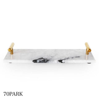 Marble Gold Handle Slim Accessory Tray