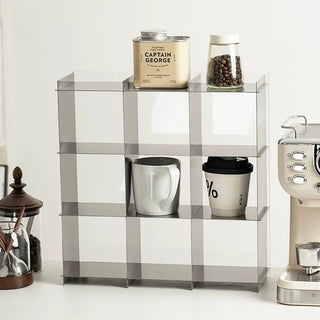 Stainless steel silver 9 compartment storage rack mug storage shelf display rack