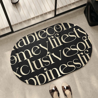 Monochrome Lettering Bath Mat 50x80cm 2 designs  Quick-drying