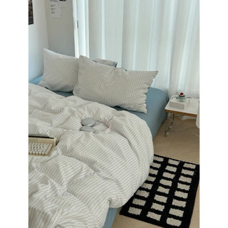 Blue pinstripe pattern duvet cover set bed cover all seasons year-round
