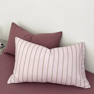 Mauve Pink Stripe Soft Cotton Duvet Cover Set   Bed Cover  All Seasons  Year-Round
