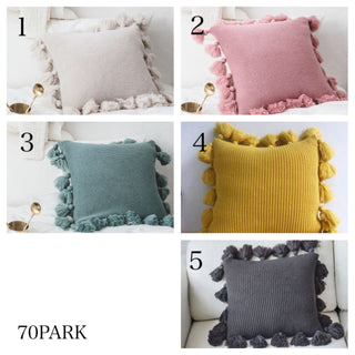 Tassel Pom-Pom Knit Cushion Cover