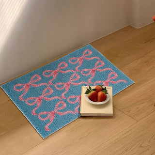 Romantic Pink Ribbon Pattern Entrance Mat 50x80cm Mud Removal