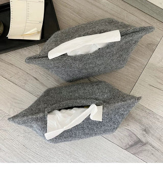 Gray Simple Knit Tissue Case Tissue Cover