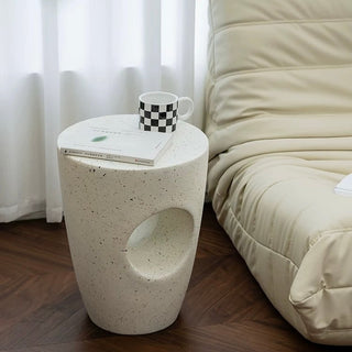 Scattered pattern perforated round side table coffee table