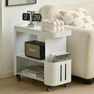 Caster-equipped cabinet side tablein  wagon