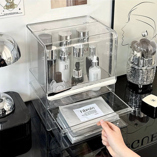 Piece Set Clear Silver Large Capacity Cosmetic Storage Box