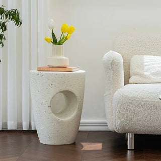 Scattered pattern perforated round side table coffee table