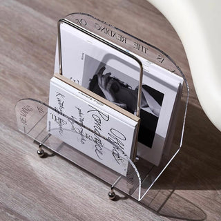 Portable Clear Acrylic Magazine Rack Storage