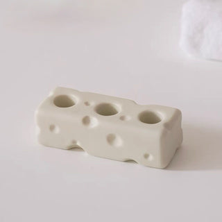 Cheese motif ceramic toothbrush stand
