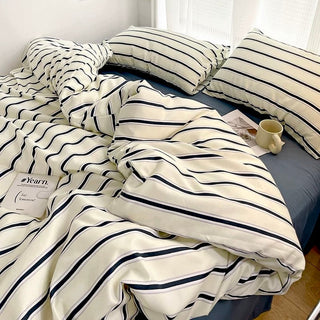 Blue Double Stripe Duvet Cover Set