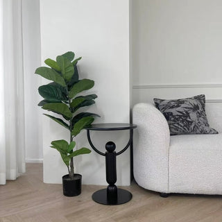 Modern Black Iron Round Compact Side Table