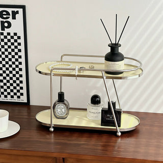 Silver Frame Oval Two-Tier Storage Rack