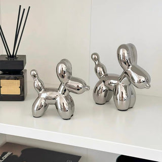 piece set: Balloon dog motif ornament silver.