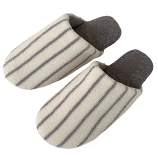 Striped fluffy simple room shoes  4 sizes indoor slippers