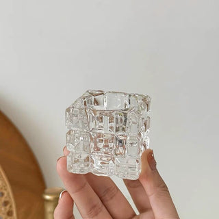 piece set Cube Clear Glass Candle Holder