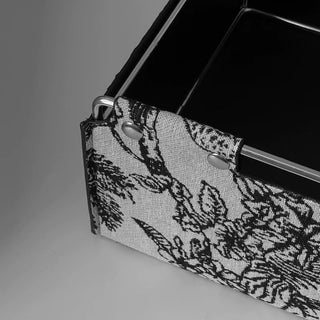 Leather Jacquard Silver Frame Storage Basket Small Item Holder