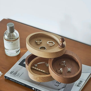 Natural Wood Sliding Tier Accessory Tray for Small Items Storage