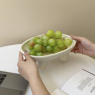 Footed Ceramic Oval Tray Plate