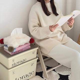 PomPom Faux Fur Tissue Case   Hanging Cover