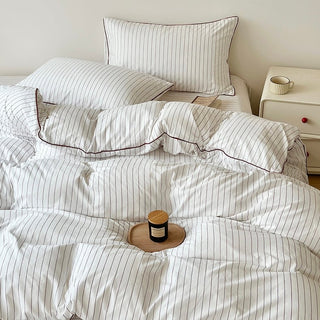 Red Piping Stripe Duvet Cover Set Bed Cover