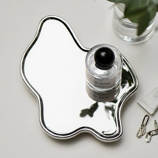 Silver color ceramic footed wave tray
