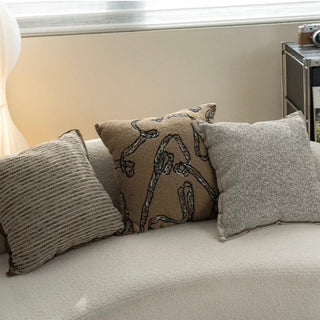 Brown Mix Embroidered Stripe Cushion Cover  45 x 45 cm