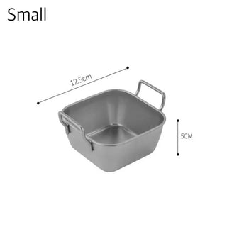 Set of 2  Stainless Steel Storage Baskets with Handles Silver