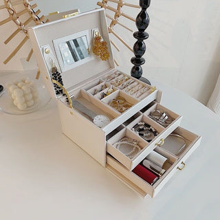 Mirrored Three-Tier Drawer Jewelry Box