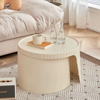 Ivory Round Side Table Nesting Table Storage