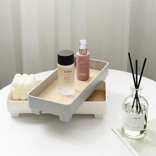 Wood grain print narrow accessory trayin  small item holder.
