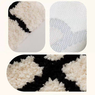 Monochrome Grid Door Mat Entrance Mat  50x80cm Absorbent Non-Slip Tufted