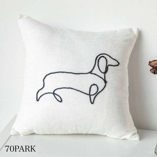 Motif Line Drawing Embroidery Simple Cushion Cover  6 Types
