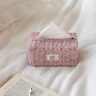 Pink Mix Tweed Tissue Case  Tissue Cover