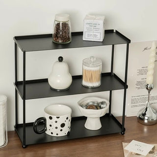 Stainless steel black painted three-tier display rack storage