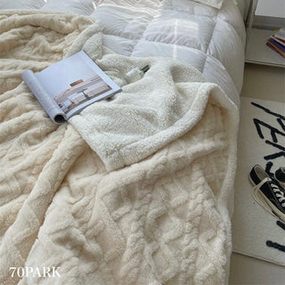 Cable pattern colored fleece blanket