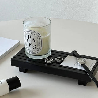 Legged Black Wood Rectangular Tray Small Item Holder Accessory Tray
