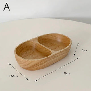Acacia Wood Double Divided Accessory Tray  Small Item Tray