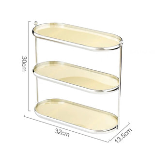 Stainless steel frame oval three-tier storage rack