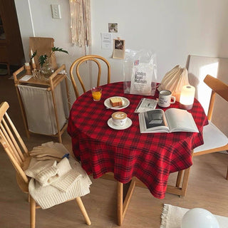Red x Black checkered tablecloth 140 x 140