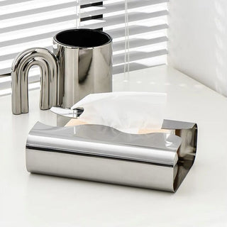 Stainless steel wave tissue case silver