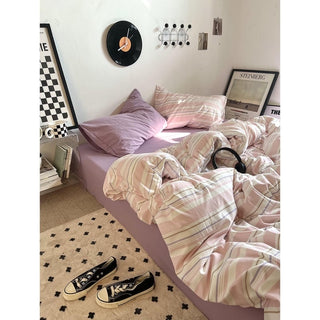 Multi-stripe cotton duvet cover setin  and 2 sizes.