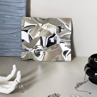 Stainless steel mirror silver tray accessory storage