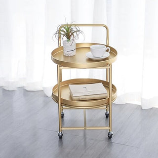 Gold Castered Tier Tray Wagon Storage Cart
