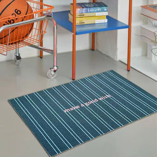 Striped Pattern Message Entrance Mat  50 x 80 cm Mud Removal