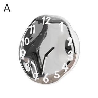 Silver Ceramic 3D Dial Round Clock  Wall Clock