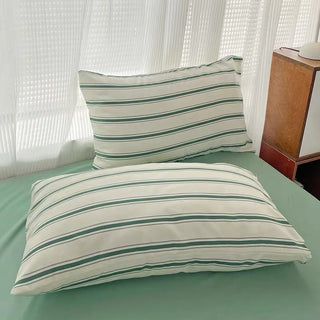 Green Double Stripe Duvet Cover Set