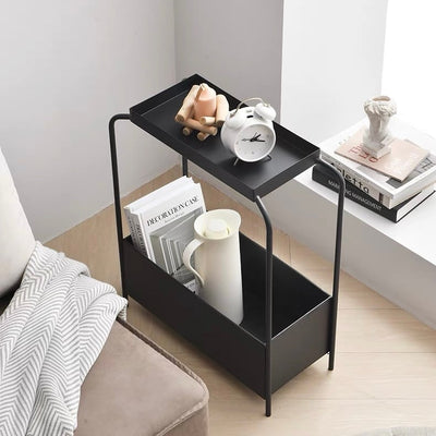 Monochrome Iron Storage Side Table  Slim